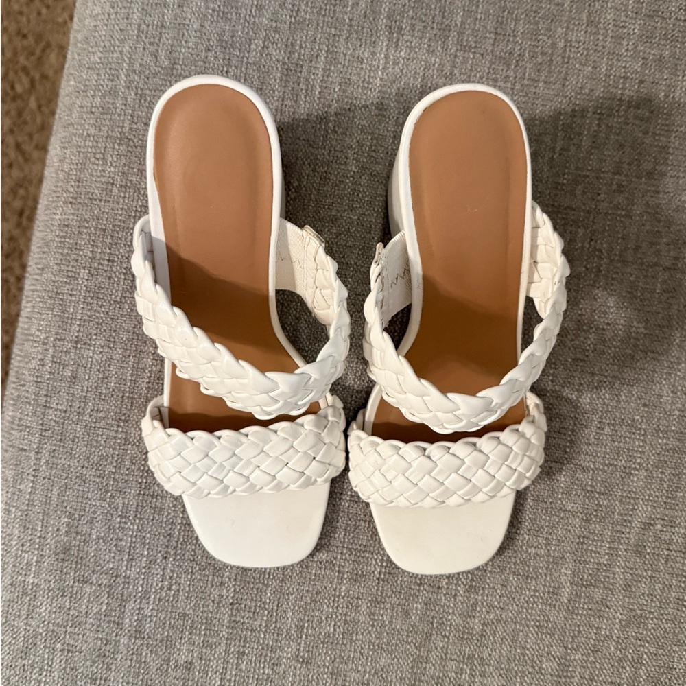 Elegant White Braided Women's Sandals